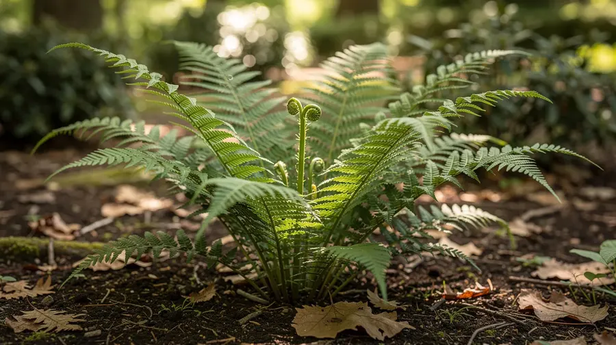Frondes fraîches de fougères de jardin dans un coin ombragé
